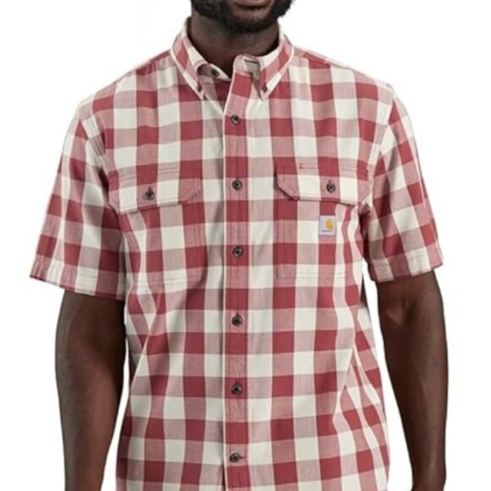 NEW Carhartt‎ Shirt Red Plaid Mens Medium Button Front Short Sleeve